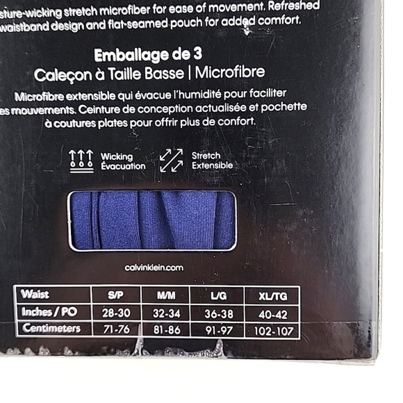 Calvin Klein 3 Pack Microfibre Low Rise Trunk Navy Blue Black Red Size XL - Picture 7 of 9